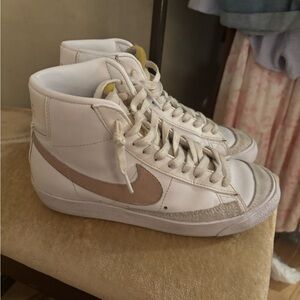Nike Women's White and Brown High-Top Sneakers